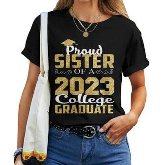 Womens Proud Sister Of 2023 Graduate College Class Graduation Women T-shirt | Mazezy