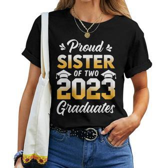 Proud Sister Of Two 2023 Graduates Senior 23 Twins Siblings Women T-shirt | Mazezy