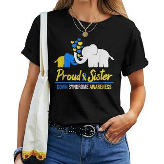 Proud Sister World Down Syndrome Awareness Day Elephant T21 Women T-shirt | Mazezy