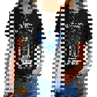 Proud Wife Us Air Force Stars Air Force Family Women T-shirt | Mazezy