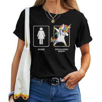 Psychiatric Nurse Unicorn Dabbing Funny Dab Women T-shirt - Seseable