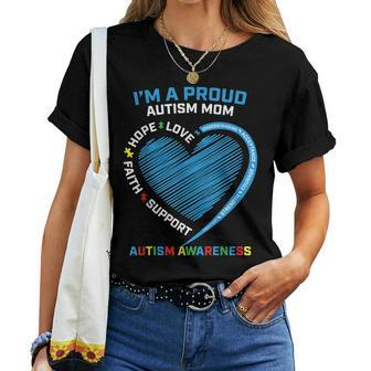 Puzzle Piece Heart Awareness Daughter Son Proud Autism Mom Women T-shirt - Seseable