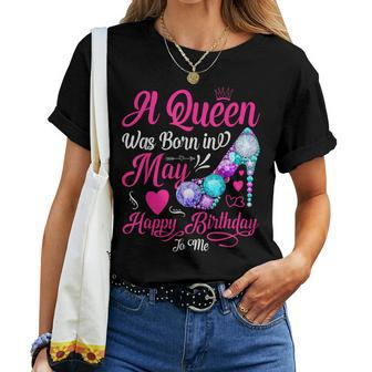 A Queen Was Born In May Birthday Costume For Women Girls Women T-shirt | Mazezy DE