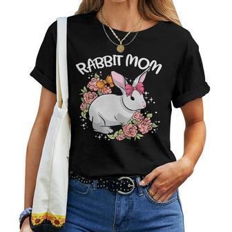 Rabbit Mom Bunny Mama Cute Pet Animal Lover Mommy Mother Women T-shirt Casual Daily Crewneck Short Sleeve Graphic Basic Unisex Tee - Monsterry CA
