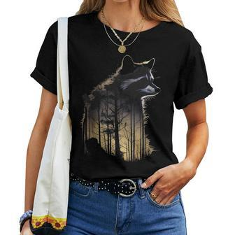 Raccoon Forest Tree Animal Graphic For Men Women Women T-shirt | Mazezy