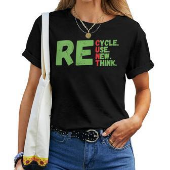 Womens Recycle Reuse Renew Rethink Earth Day 2023 Activism Women T-shirt | Mazezy AU