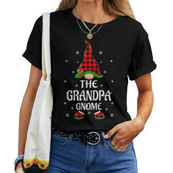 Red Buffalo Plaid Matching The Grandpa Gnome Christmas Women T-shirt | Mazezy