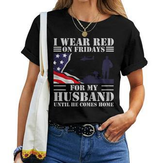 Womens Red Friday Husband Remember Everyone Deployed Women T-shirt | Mazezy