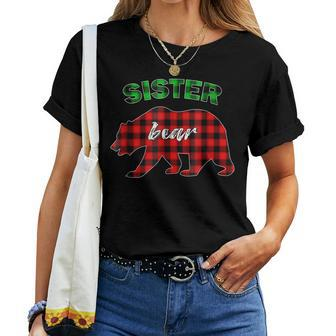 Red Green Plaid Sister Bear Matching Family Pajama Women T-shirt | Mazezy AU