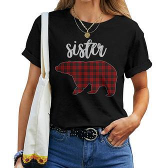 Red Plaid Sister Bear Matching Family Pajama Women T-shirt | Mazezy AU