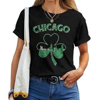 Retro Chicago St Patricks Day Shamrock Men Women Women T-shirt - Seseable