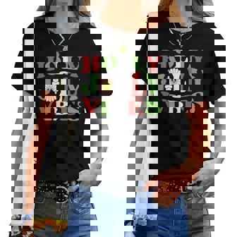 Retro Christmas Holly Jolly Vibes Women T-shirt - Thegiftio