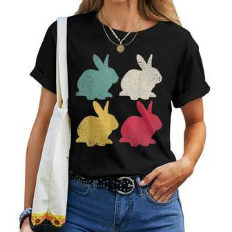 Retro Easter Bunny Rabbit Vintage Men Dad Kids Women Gift Women T-shirt - Seseable