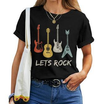 Lets Rock Rock N Roll Guitar Retro Men Women Women T-shirt | Mazezy