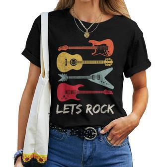 Lets Rock N Roll Guitar Retro Men Women Women T-shirt | Mazezy