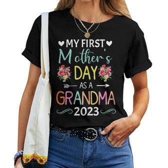 Womens Womens My First As A Grandma 2023 Women T-shirt | Mazezy