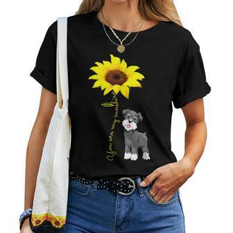 Schnauzer Are My Sunshine Sunflower Schnauzer Mom Mama Women T-shirt | Mazezy