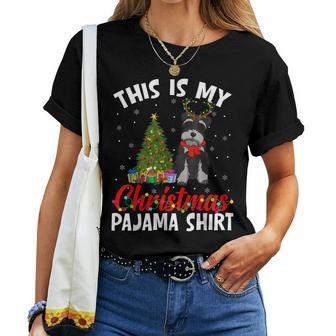 Schnauzer Xmas Pajama Dog Dad Dog Mom Women T-shirt | Mazezy
