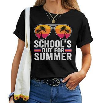 Schools Out For Summer Glasses Last Day Of School Teacher Women Crewneck Short T-shirt - Thegiftio UK