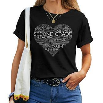 Second Grade Word Heart 2Nd Grade Student & Teacher Women T-shirt - Seseable