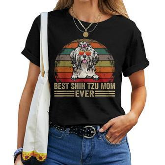 Shih Tzu Dog Lover Funny Vintage Best Shih Tzu Mom Ever Women T-shirt - Seseable