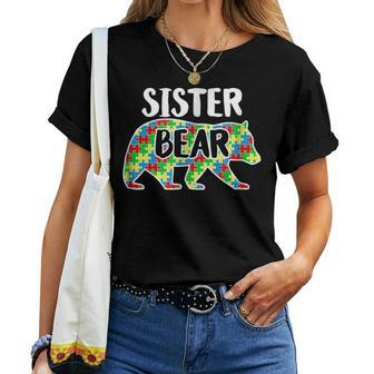 Sister Bear Autism Awareness Month Family Support Women T-shirt | Mazezy CA