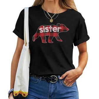 Sister Bear Plaid T Buffalo Plaid Sister Family Bear Women T-shirt | Mazezy UK