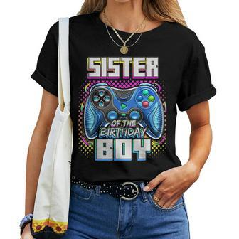 Sister Of The Birthday Boy Matching Family Video Game Party Women T-shirt | Mazezy