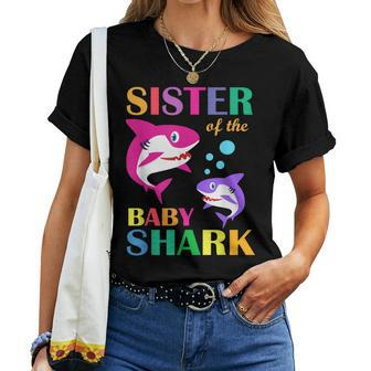 Sister Of The Baby Birthday Shark Sister Shark Mothers Day  Women T-shirt Casual Daily Crewneck Short Sleeve Graphic Basic Unisex Tee
