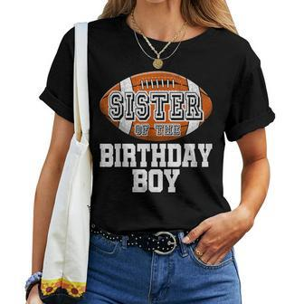 Sister Of The Birthday Boy Football Player Vintage Retro Women T-shirt Casual Daily Crewneck Short Sleeve Graphic Basic Unisex Tee