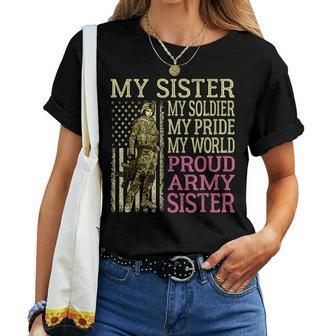My Sister My Soldier Hero Proud Army Sister Military Sibling Women T-shirt | Mazezy