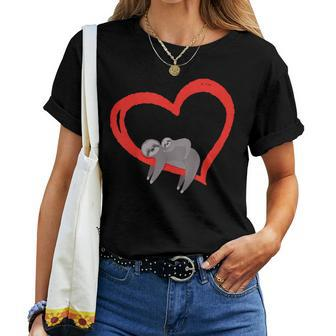 Sloth Valentines Day Womens Sloths Valentine Heart V2 Women T-shirt | Mazezy