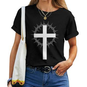 Small Cross Subtle Christian Minimalist Religious Faith Women T-shirt | Mazezy