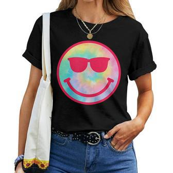 Smiling Emoticon Face Sunglasses Tie Dye Men Women Women T-shirt | Mazezy