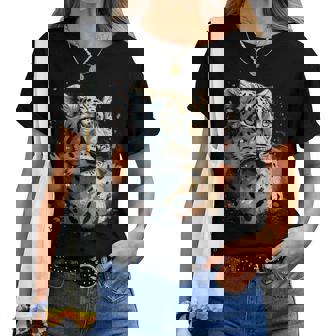 Snow Leopard Animal Retro Style Graphic For Men Women Women T-shirt | Mazezy