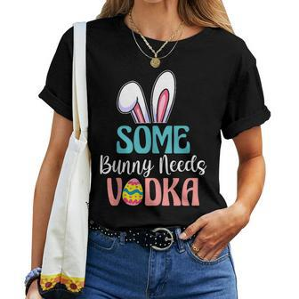 Some Bunny Needs Vodka Funny Easter Drinking Glasses Men   Women T-shirt Casual Daily Crewneck Short Sleeve Graphic Basic Unisex Tee
