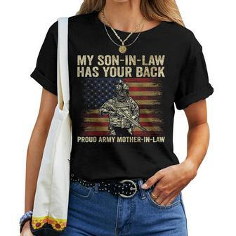 My Son-In-Law Has Your Back Proud Army Mother-In-Law Veteran Women T-shirt - Seseable
