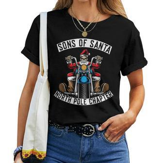 Sons Of Santa Merry Christmas Rocker Motorcycle Skeleton Women T-shirt | Mazezy UK