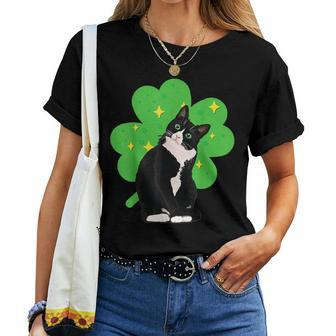 St Saint Patricks Day Tuxedo Cat Men Women Kids Costume Women T-shirt - Seseable