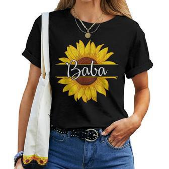 Summer Vintage Yellow Sunflower Graphic Sunflower Baba Women T-shirt | Mazezy