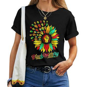 Sunflower Fist African American Pride Black History Month V2 Women T-shirt - Seseable