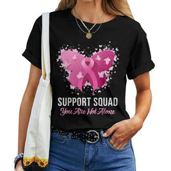 Support Squad Breast Cancer Awareness Pink Ribbon Butterfly Women T-shirt | Mazezy