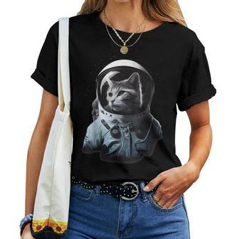 Tabby Space Cat Astronaut Kitty Graphic For Men Women Kids Women T-shirt | Mazezy