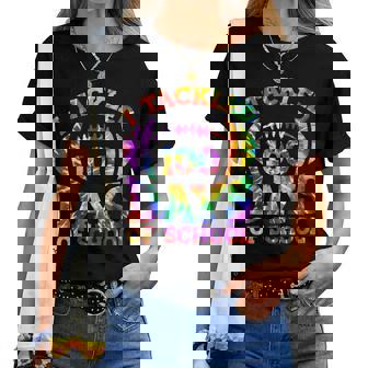 I Tackled 100 Days Of School Football Tie Dye Teacher Kids Women T-shirt | Seseable UK