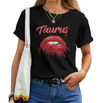 Taurus Zodiac Birthday Red Lips For Black Women Women T-shirt | Mazezy