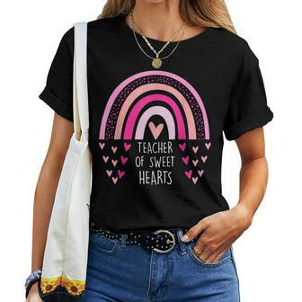 Teacher Sweet Hearts Rainbow Pre-K Teacher Valentines Day Women T-shirt - Seseable