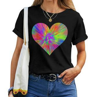 Tie Dye Peace Heart | Cute Colorful Rainbow Sign Gift Women T-shirt - Seseable