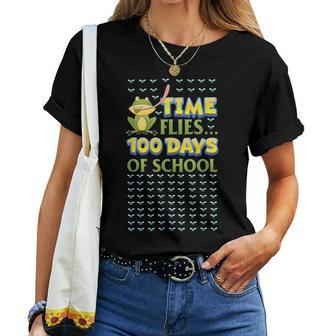 Time Flies Frog 100 Days Of School Teacher Child Women T-shirt | Mazezy