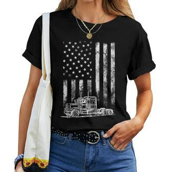 Truck Driver American Flag Trucker Vintage Men Women Gift Women T-shirt - Seseable