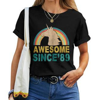 Unicorn 30Th Birthday Rainbow 1989 30 Years Old T Shirt Women T-shirt | Mazezy